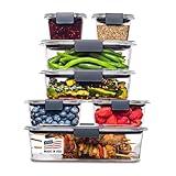 Rubbermaid Brilliance Food Storage Containers, 14 Piece Plastic Containers with Lids, BPA-Free, Leak Proof, Clear