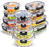 JoyJolt 24pc Borosilicate Glass Storage Containers with Lids | 12 Airtight/Freezer Safe Food Storage Containers for Pantry and Kitchen | Meal Prep Container for Lunch | Glass Tupperware Set