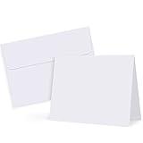 Eupako 50 Pack White-Blank-Cards-and-Envelopes-5x7-Heavyweight-Folded-Cardstock-and-A7-Envelopes-Self-Seal for DIY Greeting Cards, Invitations, Wedding, Baby Shower, Birthday