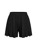 CIDER Plus Size Women Shorts Elastic Waist Wide Leg Flowy Shorts Lounge Summer Vacation Boho Casual Outfits Black