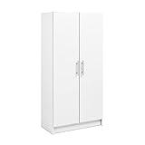 Prepac Elite 32" Storage Cabinet, White Storage Cabinet, Bathroom Cabinet, Pantry Cabinet with 3 Shelves 16" D x 32" W x 65" H, WES-3264