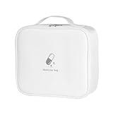 Codcaw Medicine Bag for Traveling - Splash-Resistant, Hard Plastic Reinforced Edges, Oxford Fabric - Medical Supply Organizer Ideal for Everyday Home Use and Travel (White)