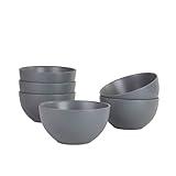 10 Strawberry Street Wazee Matte 5.5"/16oz Cereal Bowl, Set of 6, Charcoal Gray