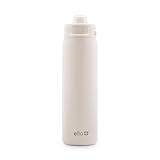 Ello Pop & Fill 22oz Stainless Steel Water Bottle with Quick Fill Technology, Double Walled and Vacuum Insulated Metal, Leak Proof Locking Lid, Sip and Chug, Reusable, BPA Free, Cream