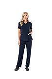 PuriPure Scrubs for Women Scrubs 4-Way Stretch V-Neck Scrub Top with 2 Pockets & cargo Scrub Pant with 5 Pockets (Dark Navy, X-Large)