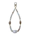 Crystal Phone Charm Beaded - Original Design Handmade - Detachable Anti Theft Strap - Hands Free Wrist Strap for Women - Fits for All Models, Free Tether Tabs included. (Light Sky)