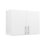 Prepac White Cabinet: Elite Wall Cabinet, WEW-3224 Garage Cabinet with Storage Shelf, Stackable 16"D x 32"W x 24"H, Perfect as a Garage Storage Cabinet with Doors and Shelves