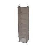 Household Essentials 6 Shelf Hanging Closet Organizer, Hanging Closet Shelf, Fabric Poly Linen and PEVA Shelving