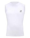 Runhit Boys Compression Shirt Sleeveless Kids Athletic White Tank Top Youth Quick Dry Undershirt for Football XL