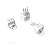 BESTEK Brazil, South Africa Travel Plug Adapter, Grounded Universal Type N Plug Adapter BR to US Adapter - Ultra Compact for Brazil, South Africa and More, 3 Pack