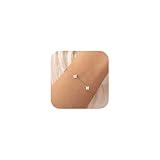 Bheop Bracelets for Women 925 Sterling Silver Plated Bracelet Small Clover Flower Charm Pendant Stackable Link Chain Hypoallergenic Body Jewelry Cute Trendy Gifts