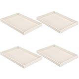 Quelay 4 Pcs Stackable Jewelry Tray Jewelry Organizer Tray Showcase Display Empty Plate Bracelet Ring Earring Organizer (Beige)