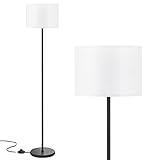 Modern Floor Lamp Simple Design with White Shade, Foot Pedal Switch, 60" Small Tall Lamps for Living Room Bedroom Office Dining Room Kitchen, Black Pole Lamp(Without Bulb)