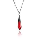 GYRMMUE Gothic Velvet Necklace,Red Purple Crystal Glass Pendant Necklaces Vintage Mystery Vampire Choker Goth Punk Style Gems Mystic Witch Costumes Jewelry for Women (Red1)