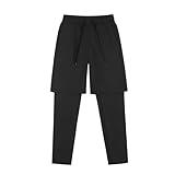 DANI CHINS Boys 2 in 1 Athletic Active Leggings Sports Running Quick Dry Breathable Compression Pants(Black,07)