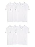 Fruit of the Loom mens Eversoft Cotton Stay Tucked V-neck T-shirt, Regular - White 6 Pack, X-Large US