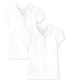 The Children's Place girls Short Sleeve Ruffle Pique Polo Shirt, White 2 Pack, Large US