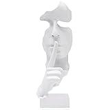 aboxoo Silence is Gold Thinker Statue, Modern and Simple Resin Things, Creative Abstract Figurine Sculptures for Entrance, Creative Room Home, Office Study, Piano Decor (White)