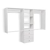 Easy Track OK7272 Deluxe Tower Closet Storage Wall Mounted Wardrobe Organizer Kit System with Shelves and Drawers for Bedroom with Hardware, White