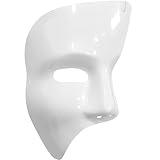 White Phantom Plastic Mask Costume Accessory - 1 Count - Durable, Mystery & Elegant - Ideal Halloween & Masquerade Party Wear, One Size Fit Most