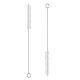 2 Pack Straw Cleaner Brush, Reusable Metal Handles Straw Cleaner Brush Extra Long for Stanley Mug 40, 30, 20 oz, 10mm Wide Straw Cleaner Brush for Sippy Cup, Water Bottle and Tubes (Clear+Clear)