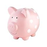 Pearhead Large Ceramic Piggy Bank, Pink Polka Dots, Ideal for Boys and Girls, Kids Money and Coin Bank, Perfect Baby Girl Nursery Décor, Gift and Newborn Keepsake