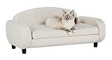 Paws & Purrs Modern Pet Sofa 31.5" Wide Low Back Lounging Bed with Removable Mattress Cover in Espresso/Oatmeal