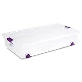 Sterilite 4-Pack Plastic Underbed Storage Box w/ Lid, ClearView Stackable Bins, 60 Qt