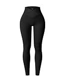 YOAKUKA Yoga Ribbed Leggings for Women High Waisted Tummy Control Seamless Butt Lifting Crossover Workout Gym Athletic Pants Black