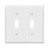 ENERLITES Toggle Light Switch Wall Plate, Gloss Finish, Size 2-Gang 4.50" x 4.57", Double Switch Cover, Unbreakable Polycarbonate Thermoplastic, 8812-W, White