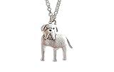 Bull Mastiff Charm Necklace, English Mastiff Dog Lover Gift, Silver Metal with Heart Pendant on a Chain, Ladies I Love My Dog (Mastiff)