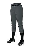 Alleson Athletic Girls' Standard Belt Loop Fastpitch Pant – Five Pro-Style Fit, Moisture-Wicking & Durable Fabric, Charcoal, Small