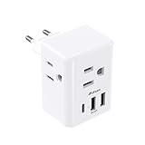 European Travel Plug Adapter with USB Charging Ports(1 USB C), International Type C Power Adapter for US to Most of Europe EU Italy France Spain Germany Greece