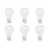 Amazon Basics A19 LED Light Bulbs, 60 Watt Equivalent, Energy Efficient 9W, E26 Standard Base, Daylight White 5000K, Dimmable, 10,000 Hour Lifetime , 6-Pack