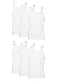 Hanes Men's Pack, Moisture-Wicking Ribbed, Lightweight Cotton Tank Undershirts, White , Large, 6 Count ( Pack of 1)