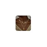 Kyerlyn layered gold necklaces for women，Stackable Simple 14K Gold Plated Chain Necklace Layering Fashion Pendant herringbone Necklaces Trendy gold Jewelry for women trendy Set Gifts
