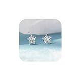 cyber of monday deals, Snowflake Earrings for Women Dainty Snowflake Stud Earrings Cubic Zirconia Winter Flower Post Pin Earring Hypoallergenic clearance of sales today deals prime