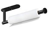 Paper Towel Holders, Self Adhesive or Drilling Paper Towel Holder Under Cabinet, Stainless Steel Black Paper Towel Holder Wall Mount for Kitchen, Bathroom, Sink, Pantry, Fridge