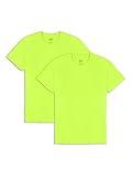 Fruit Of The Loom Mens Eversoft Cotton Shirts, Breathable & Moisture Wicking With Odor Control, Sizes S-4x, Crew - 2 Pack - Safety Green, X-Large US