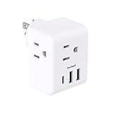 Multi Plug Outlet Extender, Power Strip Non Surge Protector Electric Outlet Splitter with 3 USB Wall Charger (1 USB C), Multiple Outlet Expander for Cruise, Dorm, Travel, Home, Office