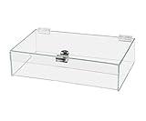 Acrylic Locking Display Case with Keys 12" x 8" x 4" Clear Rectangular Countertop Plexiglass Tray with Lid for Artifacts Antiques Collectibles Jewelry Currency and Coins by Marketing Holders