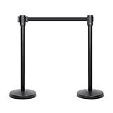 Amazon Basics Premium Crowd Control Stanchions with Easy Assembly, 6.5 foot Sturdy Retractable Belts - Pack of 2, Black