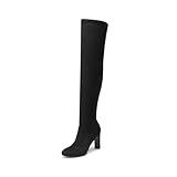 DREAM PAIRS Over The Knee Boots for Women Knee High Boots Thigh High Boots for Women,Size 7.5,Black-Suede,SDOB2403W