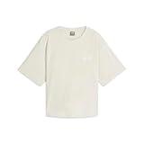 PUMA Womens Essentials Elevated Relaxed Cropped Crew Neck Short Sleeve Casual Tops Casual - Beige - Size S