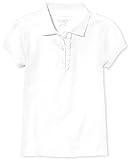 The Children's Place girls Short Sleeve Ruffle Pique School Uniform Polo Shirt, White, Medium US