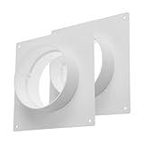 Vent Systems 4" inch Pack of 2 Air Vent Duct Connector Flange Straight Ventilation Pipe Plastic Ducting Connector Plate for Cooling Heating Ventilation System HVAC