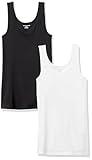 Amazon Essentials Women's Slim-Fit Tank, Pack of 2, Black/White, Small