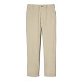 French Toast Boys' Adjustable Waist Straight Fit Stretch Twill Chino Pant, School Uniform Khaki, 16