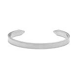 MVMT Men's Minimal Cuff Stainless Steel Silver Bracelet, MD/LG