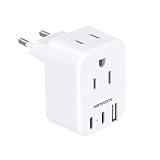 European Travel Plug Adapter USB C, HANYCONY International Plug Adapter, US to Europe Adapter Plug 2 Outlets 3 USB Ports(2 C Port), Type C Power Adapter to Italy Spain France Portugal Iceland Germany